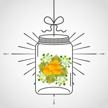 güzel mason kavanoza çiçek dekorasyonu ile