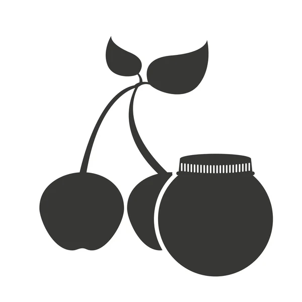 Ingeblikt fruit mason jar in zwart-wit silhouet — Stockvector