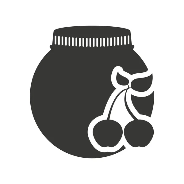 Ingeblikt fruit mason jar in zwart-wit silhouet — Stockvector