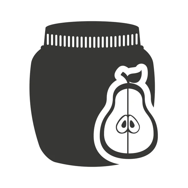 Ingeblikt fruit mason jar in zwart-wit silhouet — Stockvector