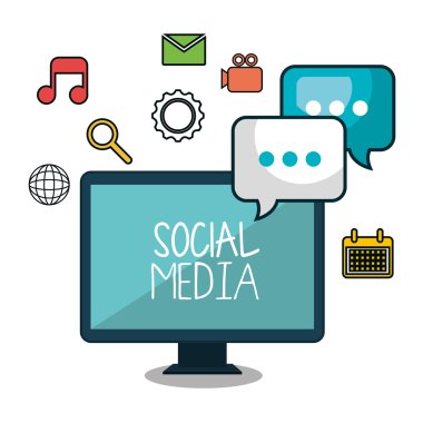 izole monitör sosyal medya tasarım