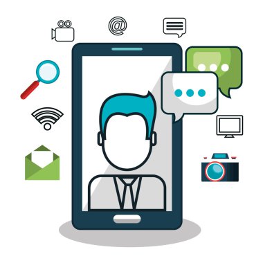 izole avatar smartphone sosyal medya tasarım