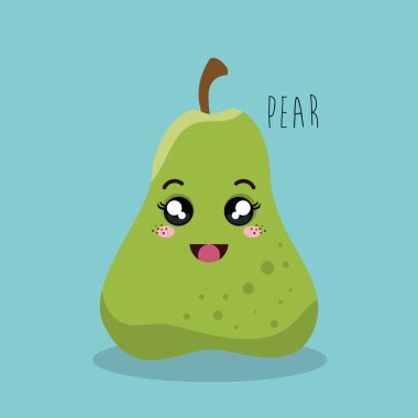Armut meyve yüz ifadesi izole karikatür