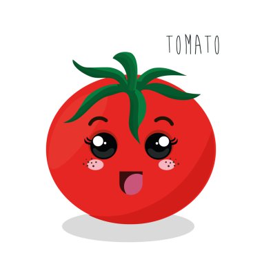 izole karikatür domates yemek tasarım