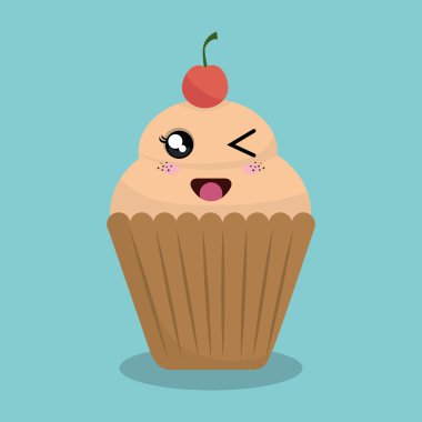 izole karikatür cupcake fırın tasarım