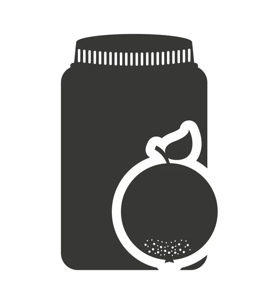 Fruta enlatada em frasco de pedreiro silhueta monocromática — Vetor de Stock