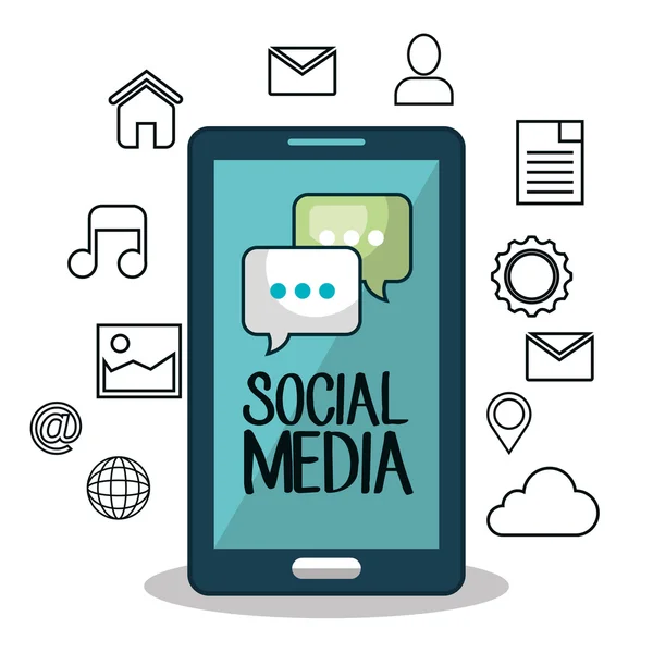 Technologie smartphone conception des médias sociaux isolé — Image vectorielle