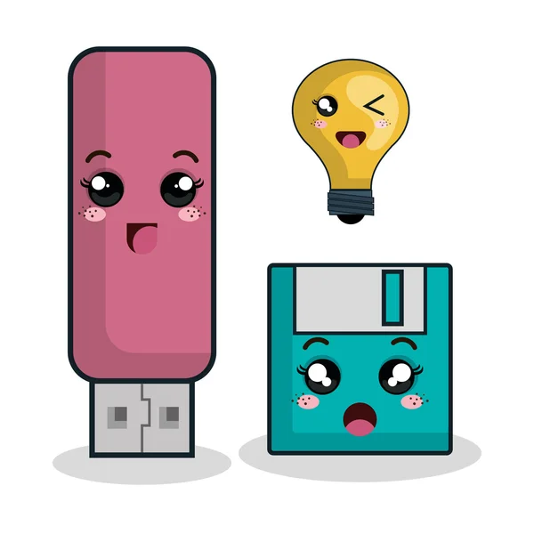 Desain digital floppy usb kartun - Stok Vektor