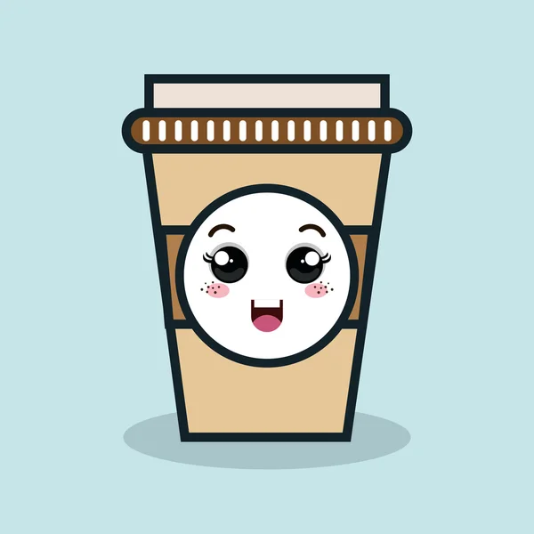 Taza de plástico bebida expresión facial aislado icono de diseño — Vector de stock