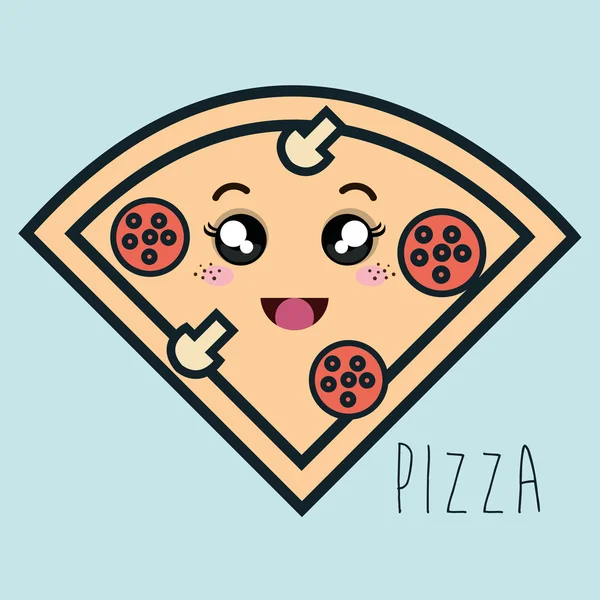 Ikona kreskówka na białym tle projekt Pizza wyrażenie — Wektor stockowy