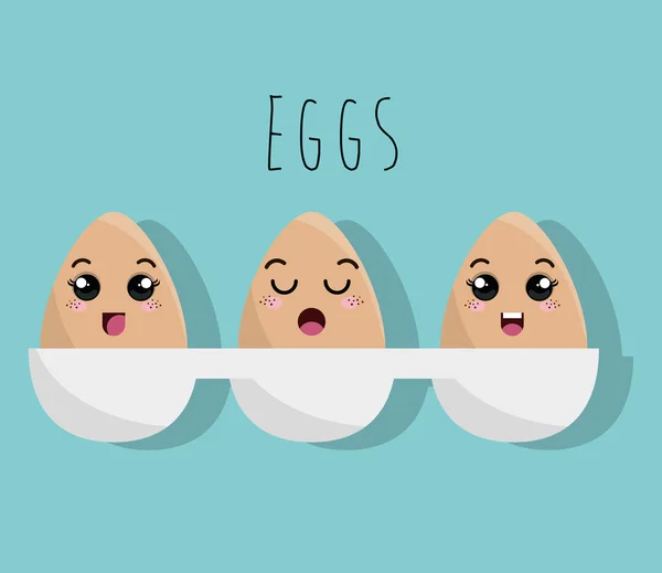 Desen animat ouă gătite design izolat — Vector de stoc