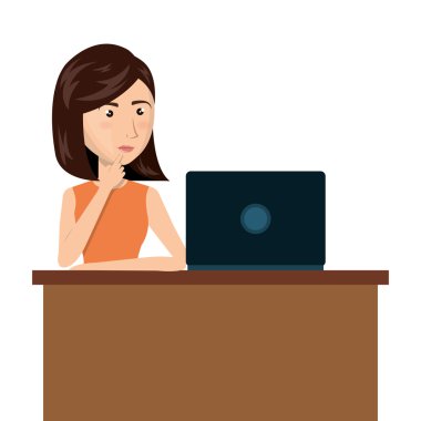 çizgi film kadın dizüstü Danışma e-ticaret izole tasarım