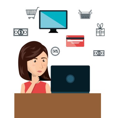 çizgi film kadın e-ticaret dizüstü Danışma izole