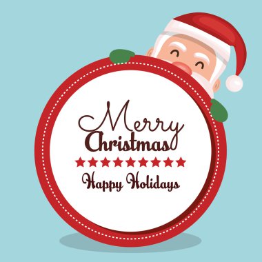 yuvarlak yüz santa neşeli Noel tasarım kartı