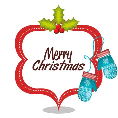 Noel kartı ile eldiven holly berry çizmek