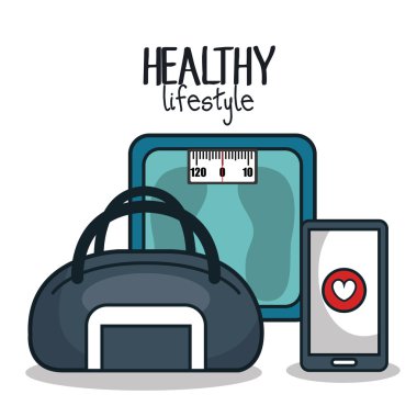 sağlıklı yaşam öğeleri simgeleri tasarım spor