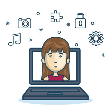 çizgi film kız dizüstü ekran tasarımı