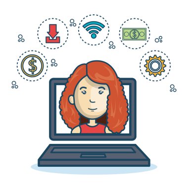 çizgi film kız dizüstü ekran tasarımı