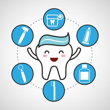 Diş Sağlık Ekipmanları düz simgeler