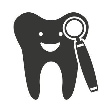 Diş karakter siluet diş bakımı simgesiyle