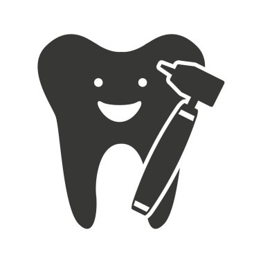 Diş karakter siluet diş bakımı simgesiyle