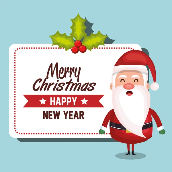Santa claus kaart merry christmas ontwerp — Stockvector