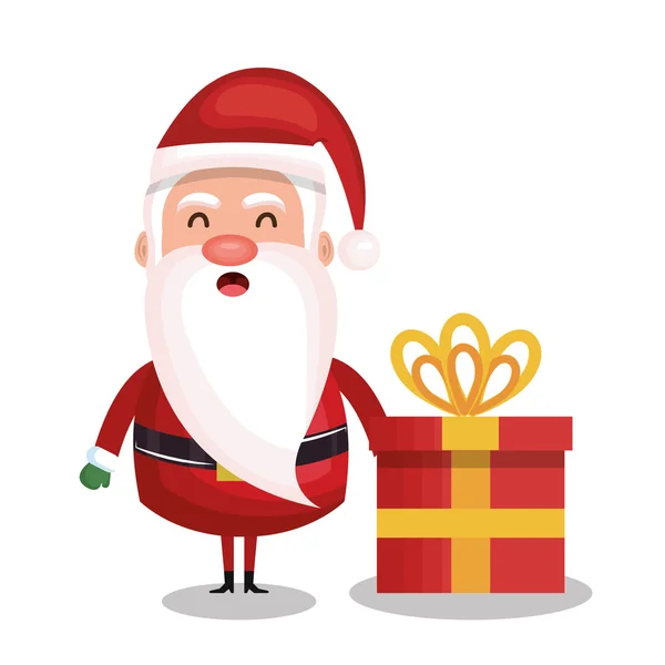 Santa claus and box gift merry christmas design — Stock Vector