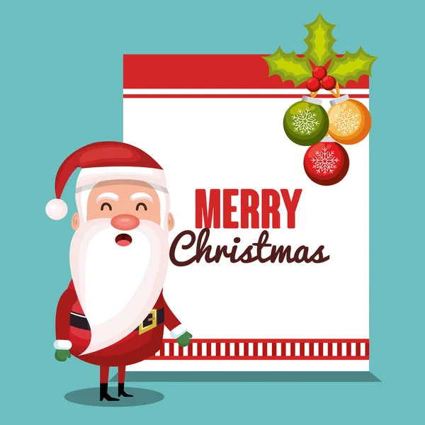 Merry christmas card santa balls design — Stock Vector