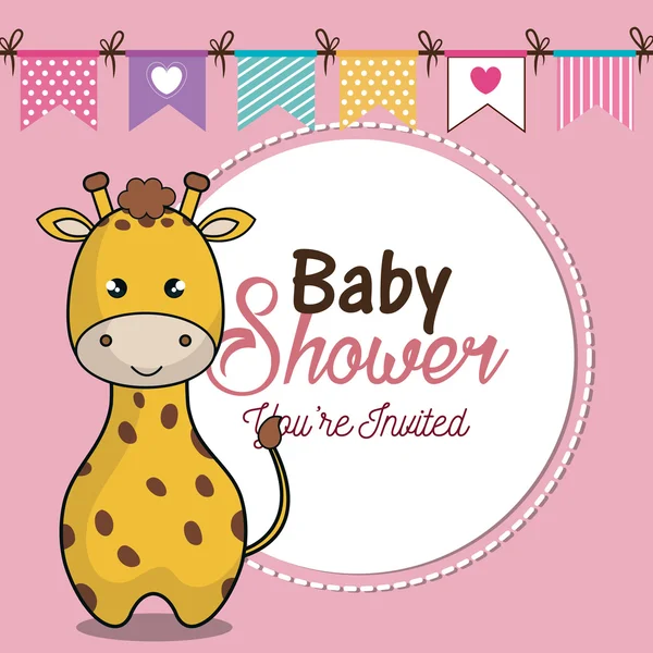 Bebek duş davetiye zürafa ile tasarım — Stok Vektör