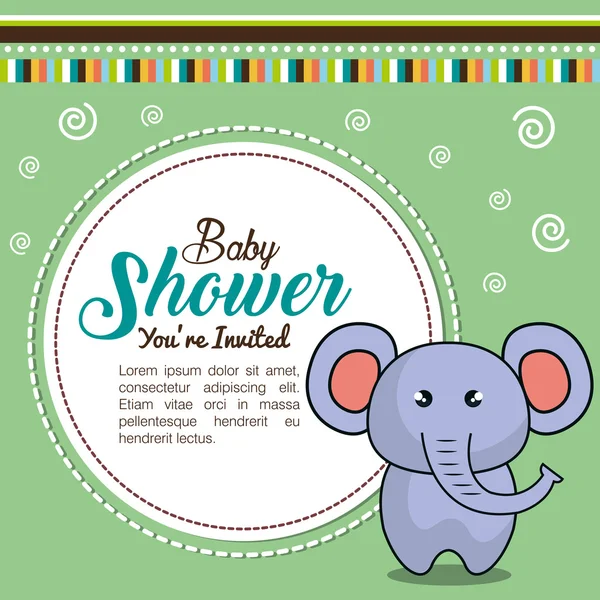 Invitation baby shower card with elephant desing — Stock Vector