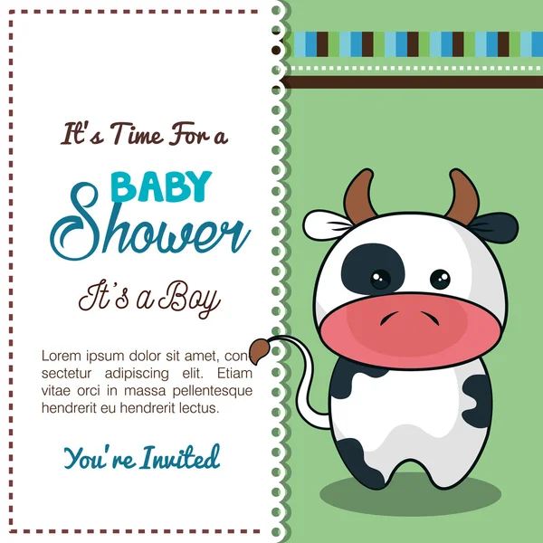 Σχεδιασμός προσκλητηρίου μωρό ντους με ταύρο — Διανυσματικό Αρχείο