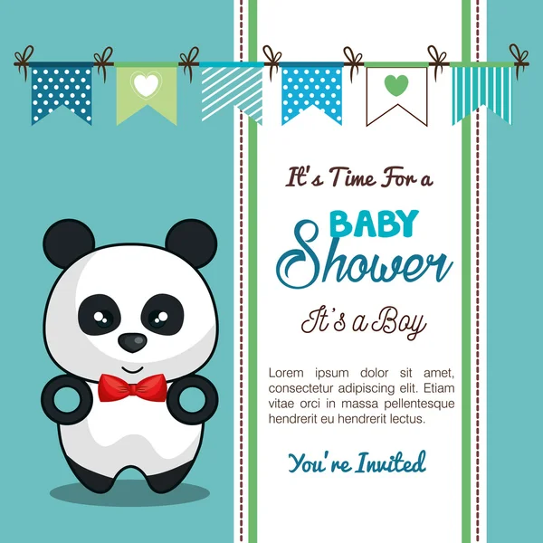 Invitación baby shower card con diseño de panda — Archivo Imágenes Vectoriales