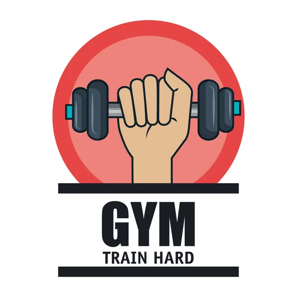 Gym träning hård hand och skivstång — Stock vektor
