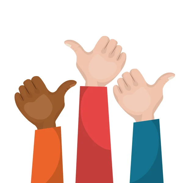 Hand like multicultural teamwork — Stock Vector