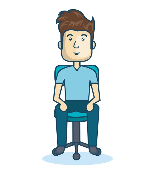 Kreslený chlapík sedí na židli design, samostatný — Stockový vektor