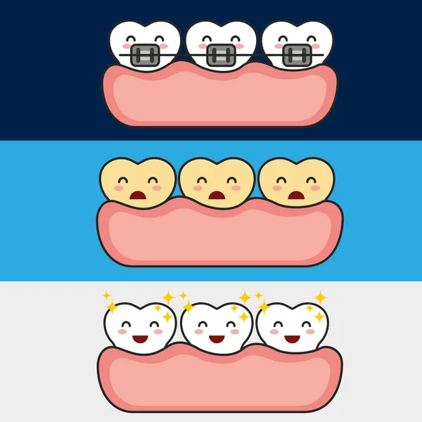 Equipo de salud dental iconos planos — Archivo Imágenes Vectoriales