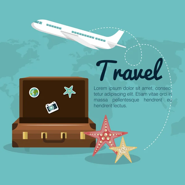 Travel suitcase airplane design — Stock Vector