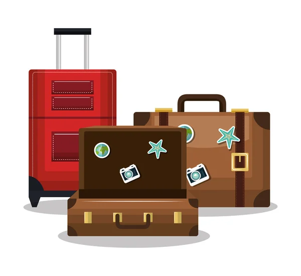 Voyage trois valise conception de vacances — Image vectorielle