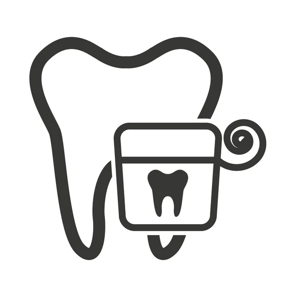 Silhouette del dente con icona di cura dentale — Vettoriale Stock