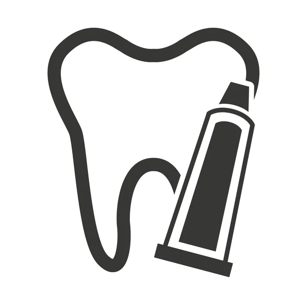 Silhouette del dente con icona di cura dentale — Vettoriale Stock