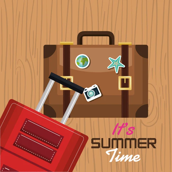 Onun zaman yaz çanta tatil tasarımı seyahat — Stok Vektör