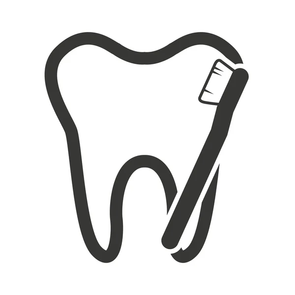 Zahnsilhouette mit Zahnpflege-Symbol — Stockvektor