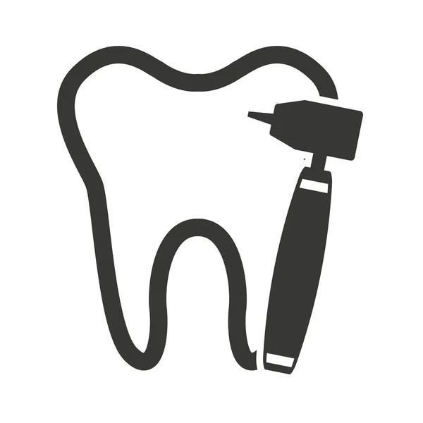 Silhueta de dentes com ícone de cuidados dentários —  Vetores de Stock