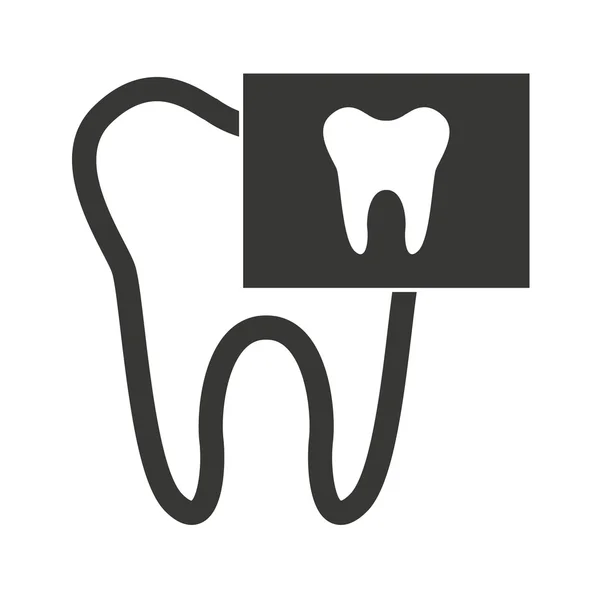 Silhueta de dentes com ícone de cuidados dentários —  Vetores de Stock