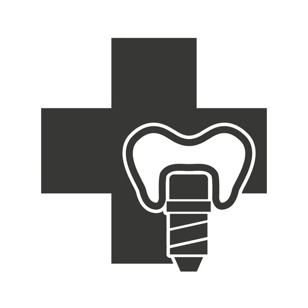 Tooth silhouette with dental care icon — Stock Vector