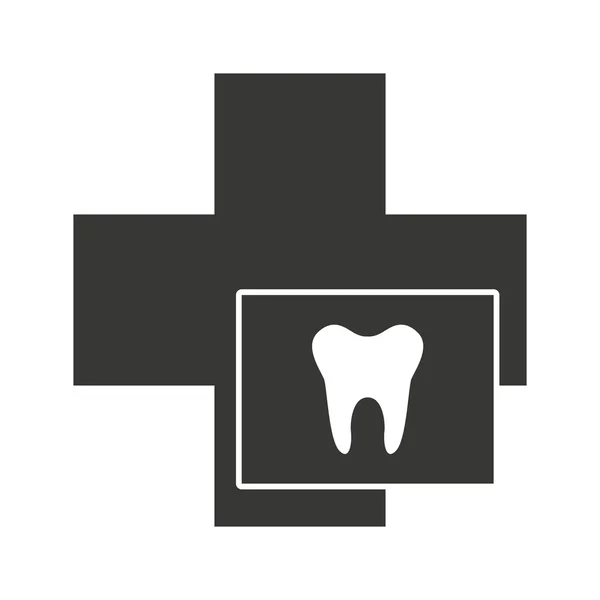 Tooth silhouette with dental care icon — Stock Vector