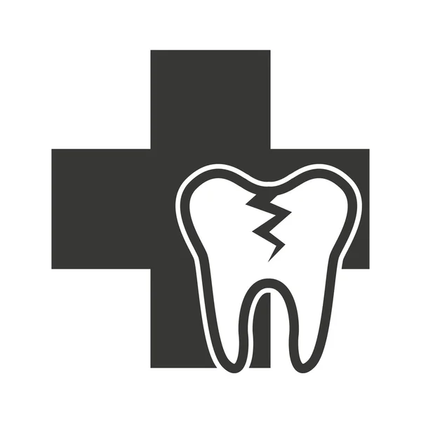 Silhueta de dentes com ícone de cuidados dentários —  Vetores de Stock