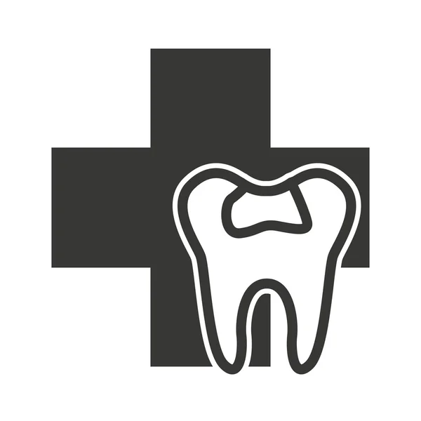 Silhueta de dentes com ícone de cuidados dentários —  Vetores de Stock