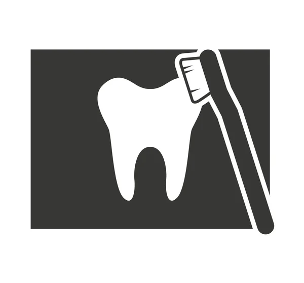 Silhueta de dentes com ícone de cuidados dentários —  Vetores de Stock