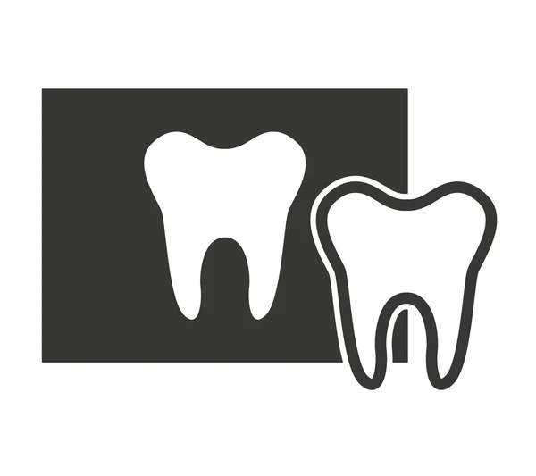 Silhouette del dente con icona di cura dentale — Vettoriale Stock